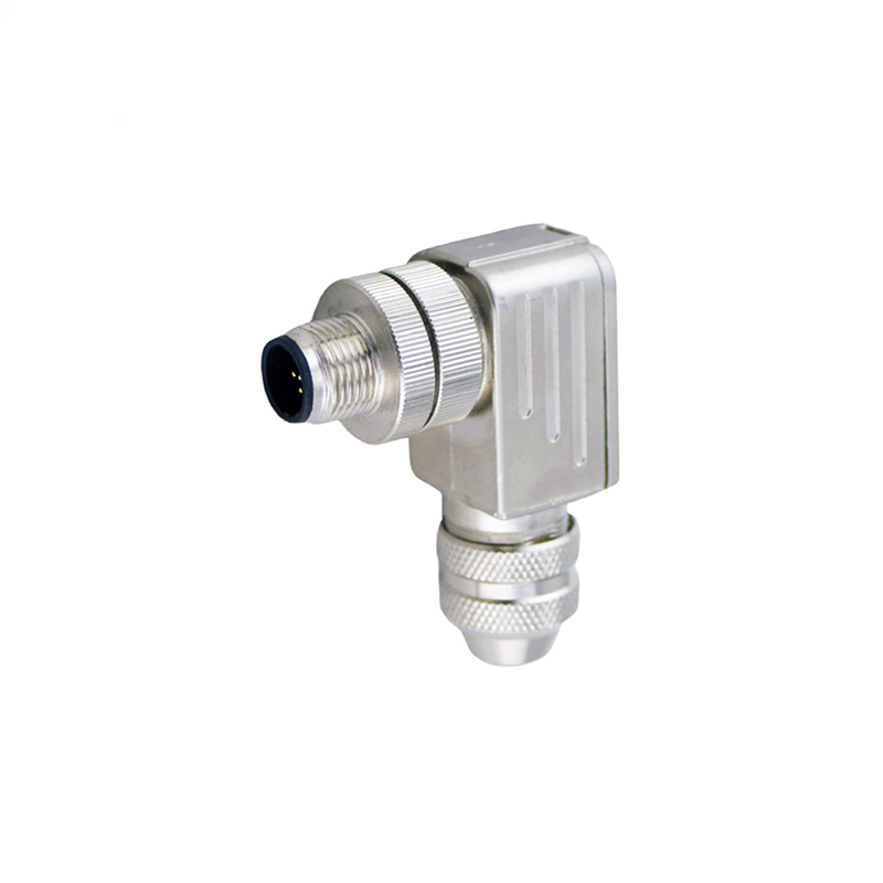 M12 3pins A code male right angle metal assembly connector PG7 thread,shielded,brass with nickel plated housing,suitable cable diameter 4.0mm-6.0mm